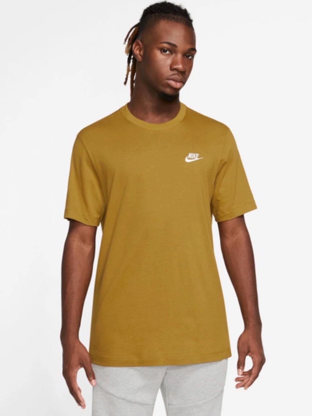 Nike Men's Mustard Yellow Short-Sleeve Crew T-Shirt